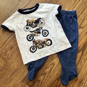 Gymboree motorcycle tee and navy blue leggings, size 3-6 months